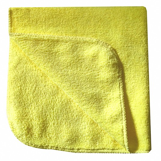 Microfiber Cloth, Medium Duty, 16 in x 16 in, Yellow, Pack of 5