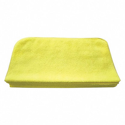 Microfiber Cloth, Medium Duty, 16 in x 16 in, Yellow, Pack of 5