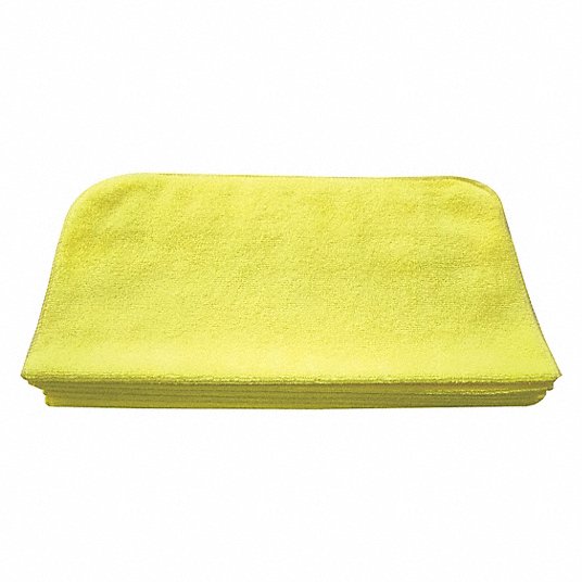Microfiber Cloth, Medium Duty, 16 in x 16 in, Yellow, Pack of 5